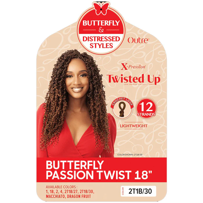 Outre X-Pression Twisted Up Pre-Looped Crochet Braids - BUTTERFLY PASSION TWIST 18" - Image 2