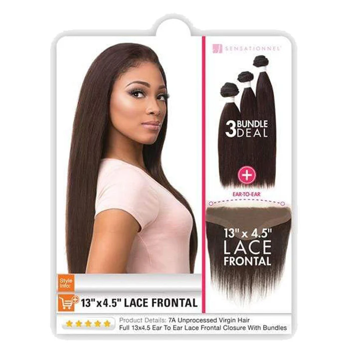Sensationnel Bare & Natural 100% Virgin Remi Human Hair Weave + 13x4.5 Lace Front Closure Bundle - STRAIGHT 10-22" - Image 5