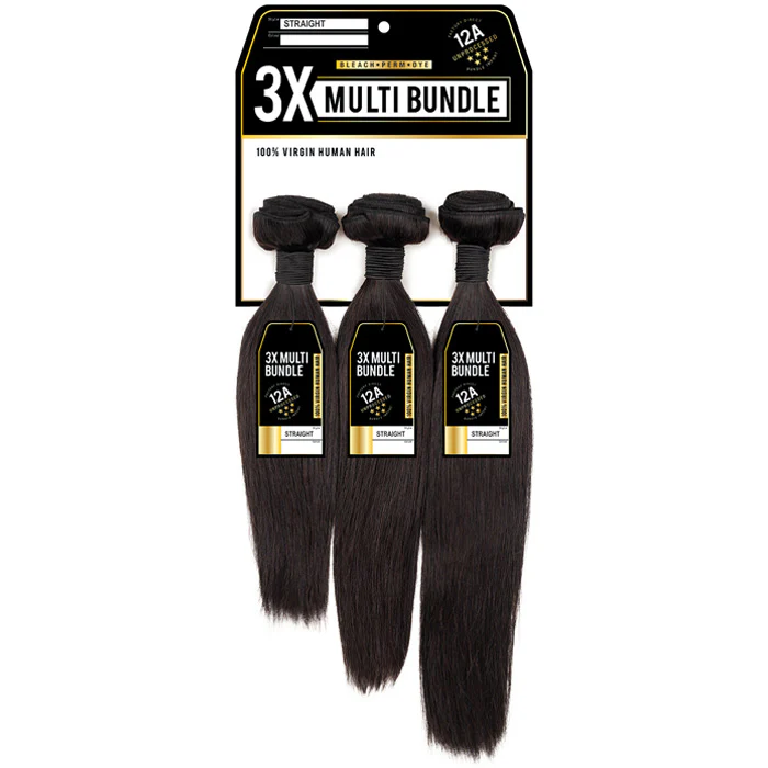 Sensationnel Bare & Natural 12A 100% Virgin Human Hair 3X Multi Bundle Weave - STRAIGHT 10/12/14"