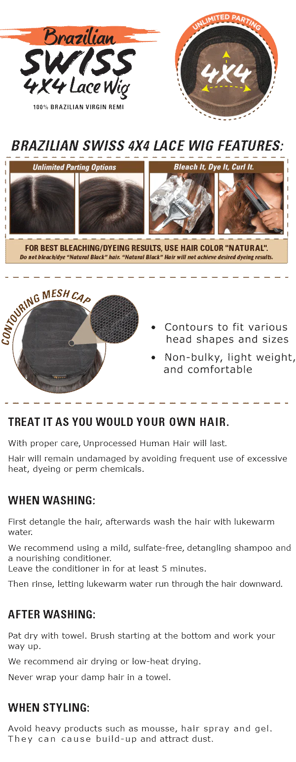 Sensationnel Bare & Natural 100% Brazilian Remy Swiss 4x4 Lace Front Wig NATURAL YAKI - Image 2