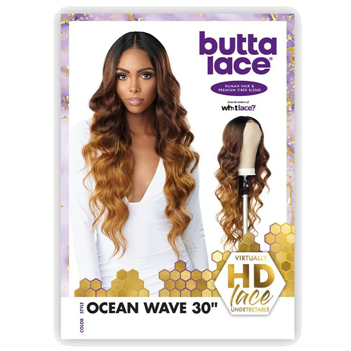 Sensationnel Butta Lace Human Hair Blend HD 5" Deep Parting Lace Front Front Wig - OCEAN WAVE 30" - Image 6
