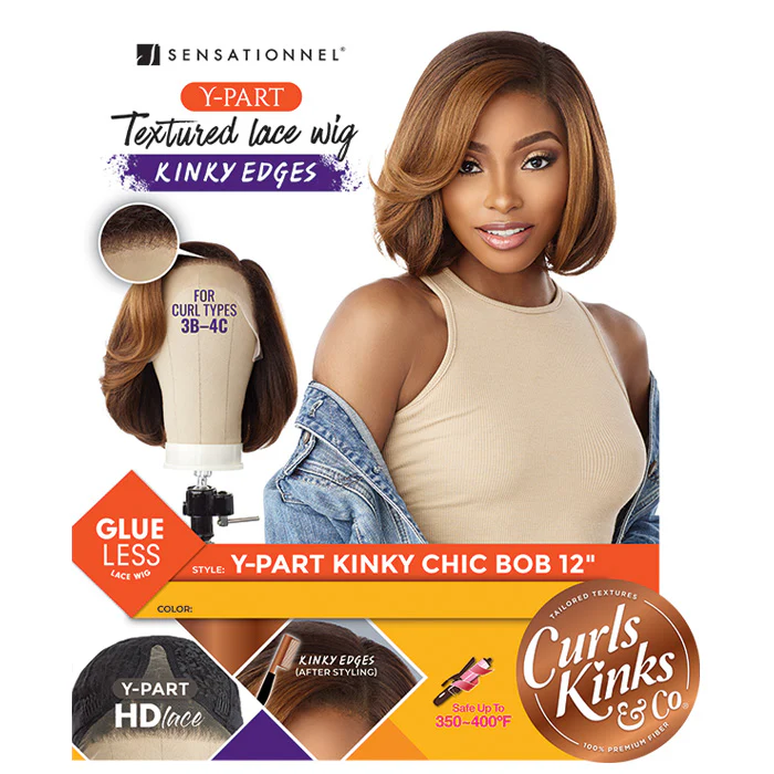 Sensationnel Curls Kinks & Co Glueless Textured HD Lace Front Wig - Y-PART KINKY CHIC BOB 12" - Kinky Edges - Image 6