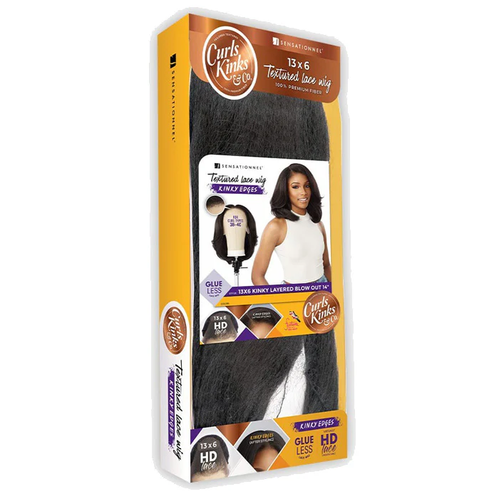 Sensationnel Curls Kinks Glueless HD 13x6 Lace Front Wig - 13x6 KINKY LAYERED BLOW OUT 14" - Kinky Edges - Image 6