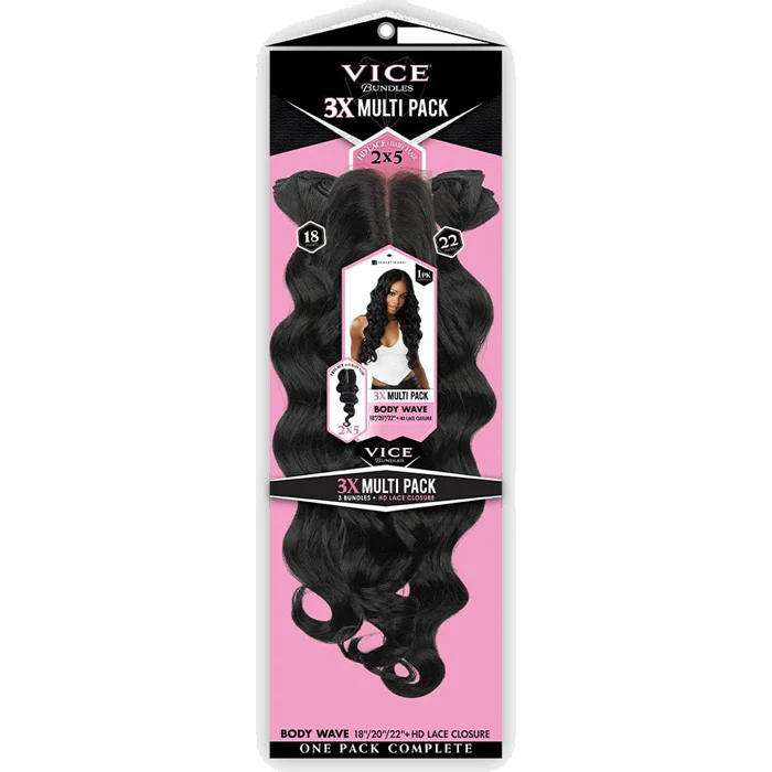Sensationnel Vice Bundles 3x Multi Pack Weave + HD Lace Closure - BODY WAVE 14-30" - Image 5