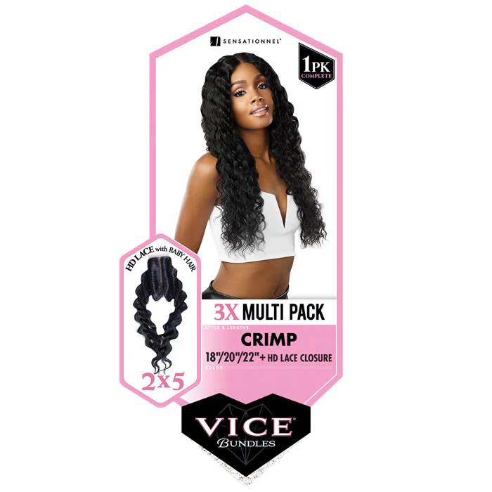 Sensationnel Vice Bundles 3x Multi Pack Weave + HD Lace Closure - CRIMP 14-30" - Image 6