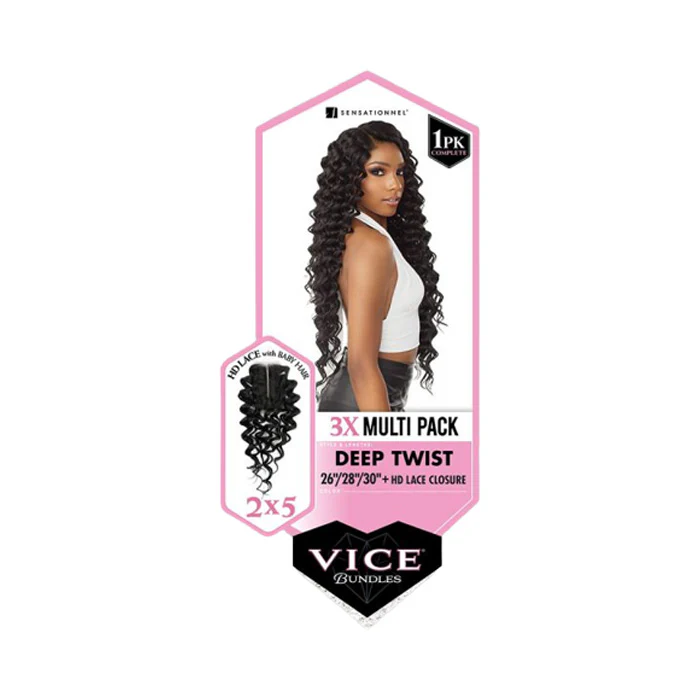 Sensationnel Vice Bundles 3X Multi Pack Weave + HD Lace Closure - DEEP TWIST 14-30" - Image 12
