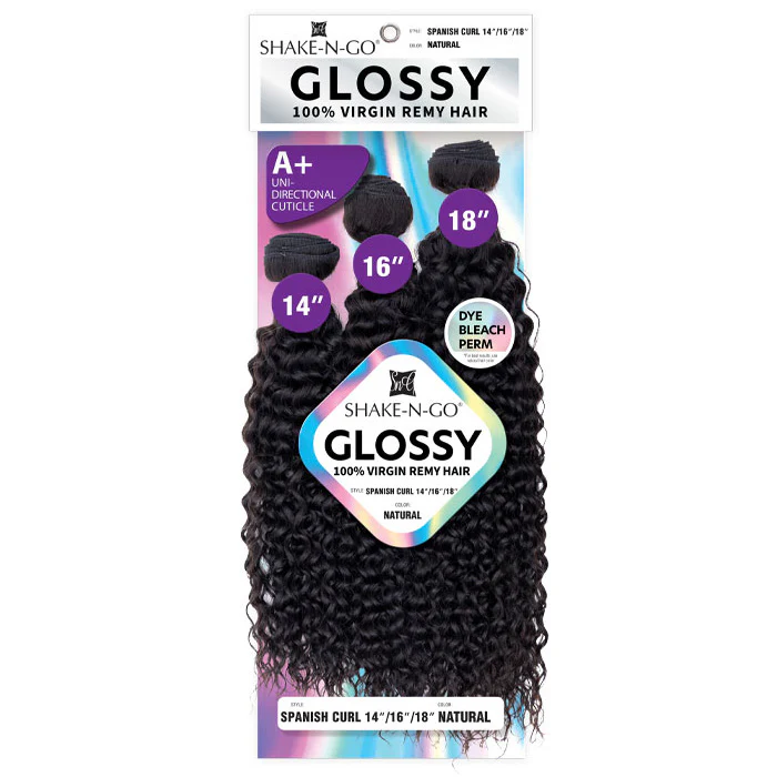 Shake N Go Glossy 100% Virgin Remy Hair Weave - SPANISH CURL (Multi Length) 3 Pcs - Image 6