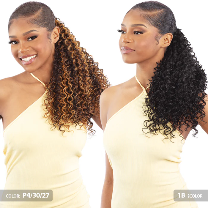 Shake N Go Organique Human Hair Blend PonyPro Secret Pocket Drawstring Ponytail - WATER CURL 18" - Image 2