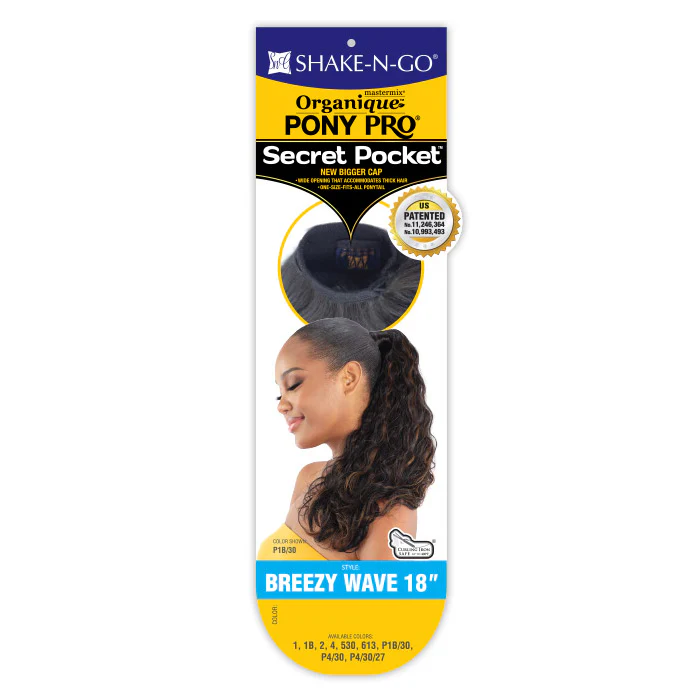 Shake N Go Organique Pony Pro Secret Pocket Ponytail - BREEZY WAVE 18" - Image 3