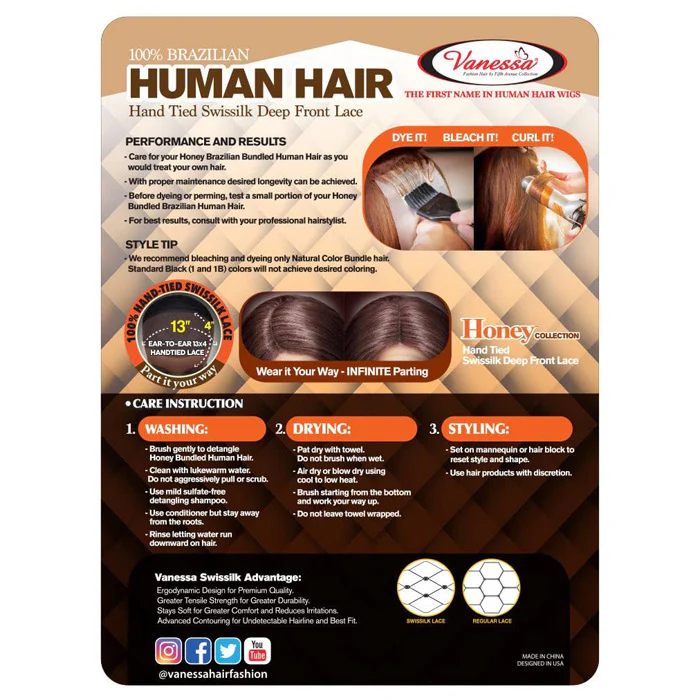 Vanessa 100% Unprocessed Human Hair 13X4 Swissilk Lace Frontal Wig - TH34 ELANDA - Image 5