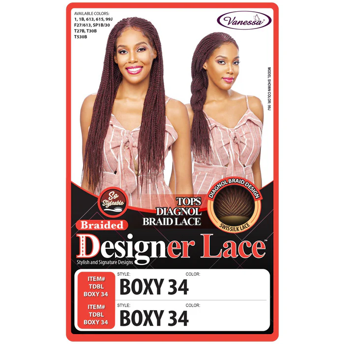 Vanessa Designer Lace Tops Diagonal Braid Swiss Lace Front Wig - BOXY 34 - Image 4