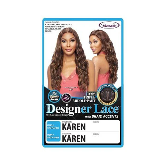 Vanessa Designer Lace Tops Triple Middle Part Swissilk Front Wig - TM3 KAREN - Image 3