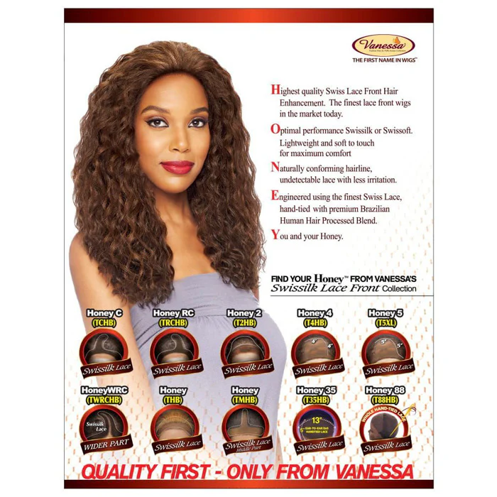 Vanessa Honey-5 Brazilian Human Hair Blend 5x5" Swissilk Lace Front Wig - T5HB MORGA - Image 6
