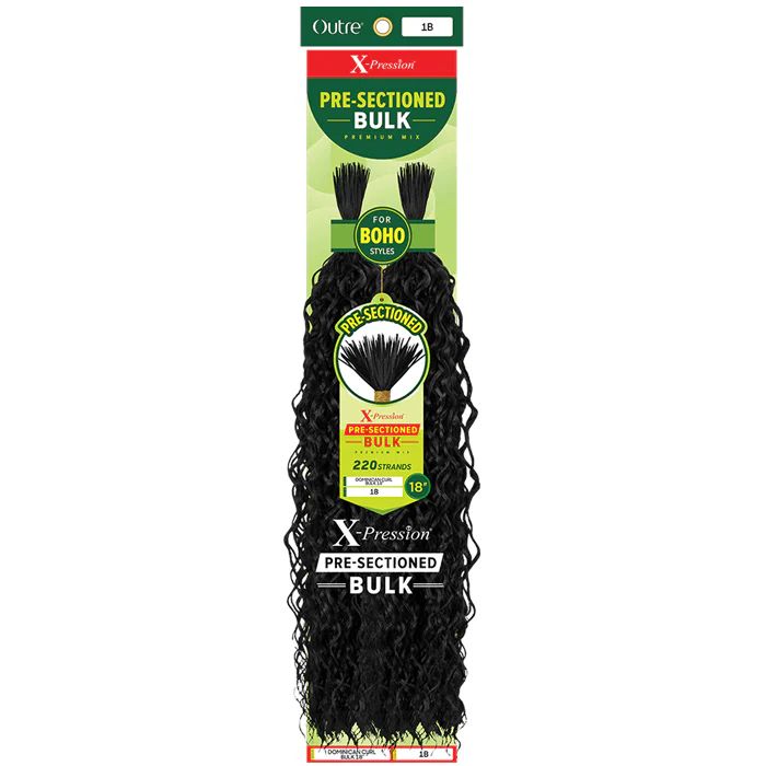 X-Pression Pre-Sectioned Bulk Braids - DOMINICAN CURL BULK 18" - By Outre