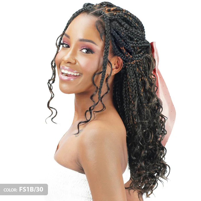 Zury Sis Chunky Glueless 13x5 HD Lace Front Wig - BOHO CURLY 20" - Pre-Braided - Image 2