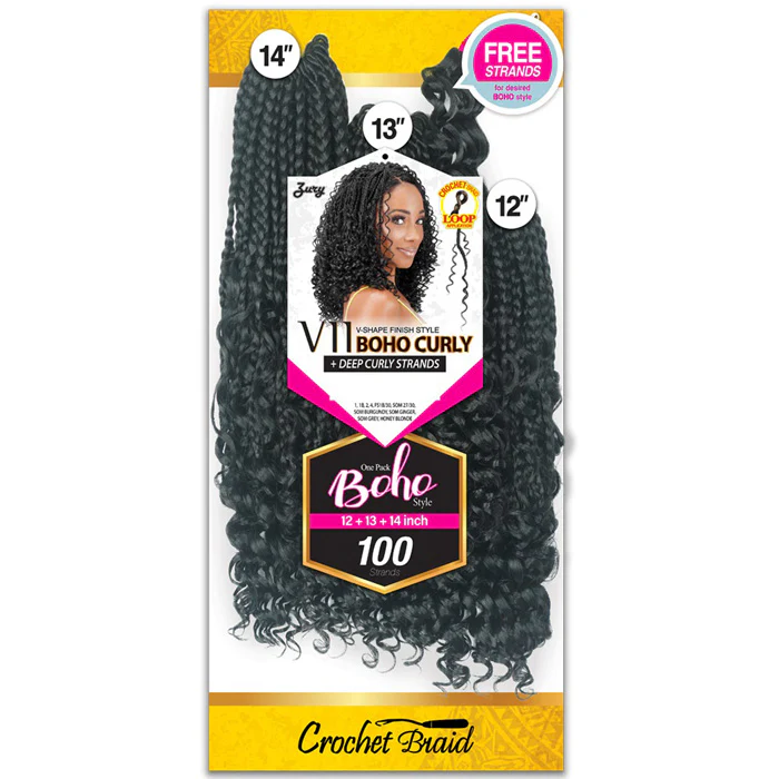 Zury Sis Loop Crochet Braid 100 Strands One Pack - V11 BOHO CURLY 12/13/14" - Image 3