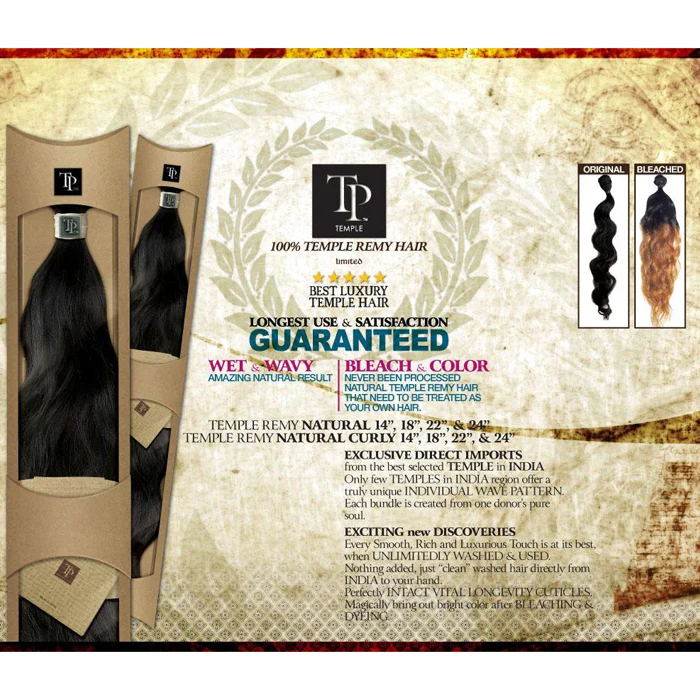Zury TP 100% Temple Remy Weave Wet & Wavy - NATURAL STRAIGHT 22/24" - Image 4